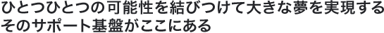 ひとつひとつの可能性を結びつけて大きな夢を実現する　そのサポート基盤がここにある